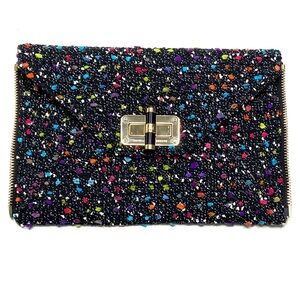 Diane Von Furstenburg Agent Karlie Confetti Tweed Zip On Clutch